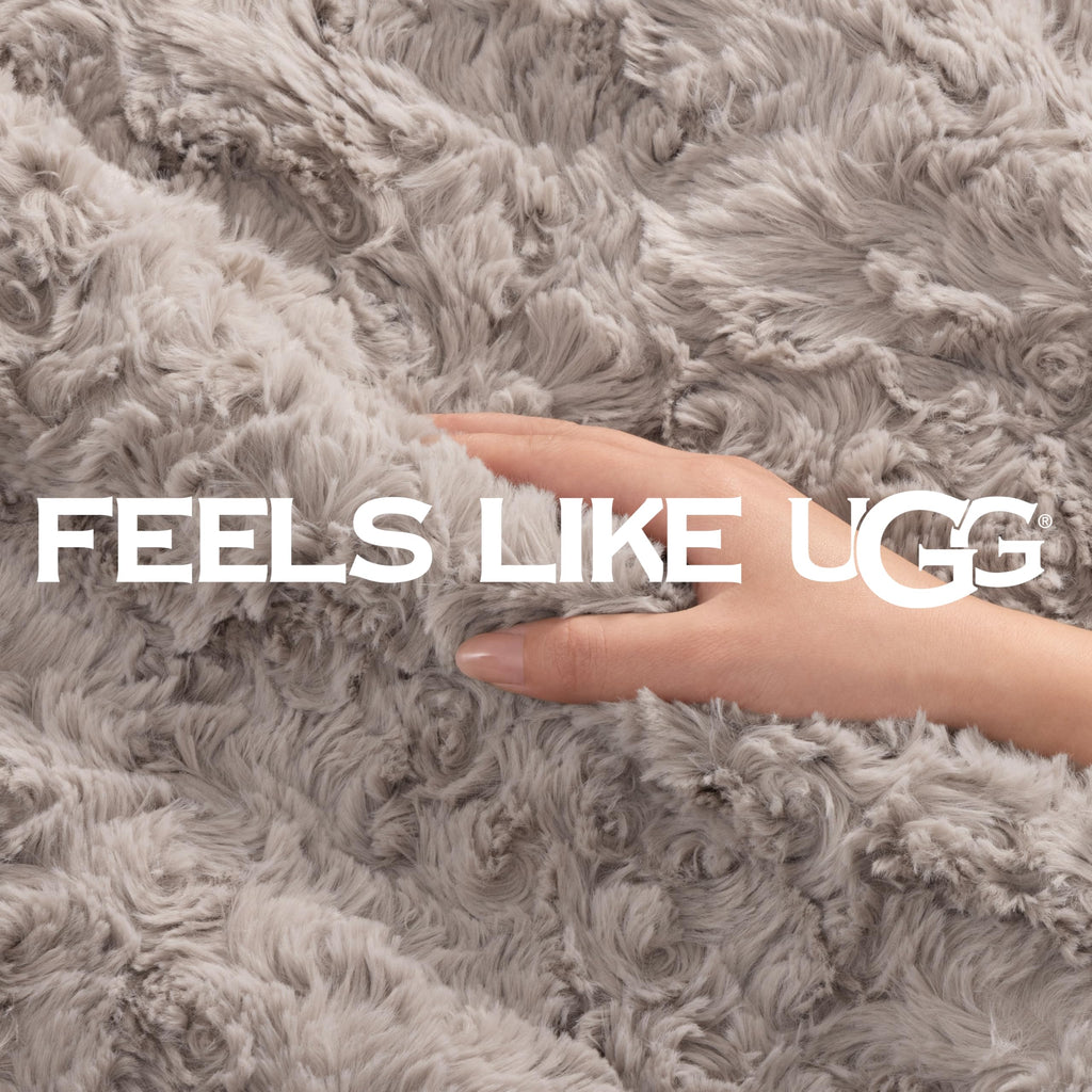 UGG Adalee Faux Fur Twin Size Blanket, Warm Cozy Blanket, Extra Large Throw for Sofa, Washable Bedding for Twin XL Size Bed, Cute Room Decor, 66" x 90", Oyster Brown