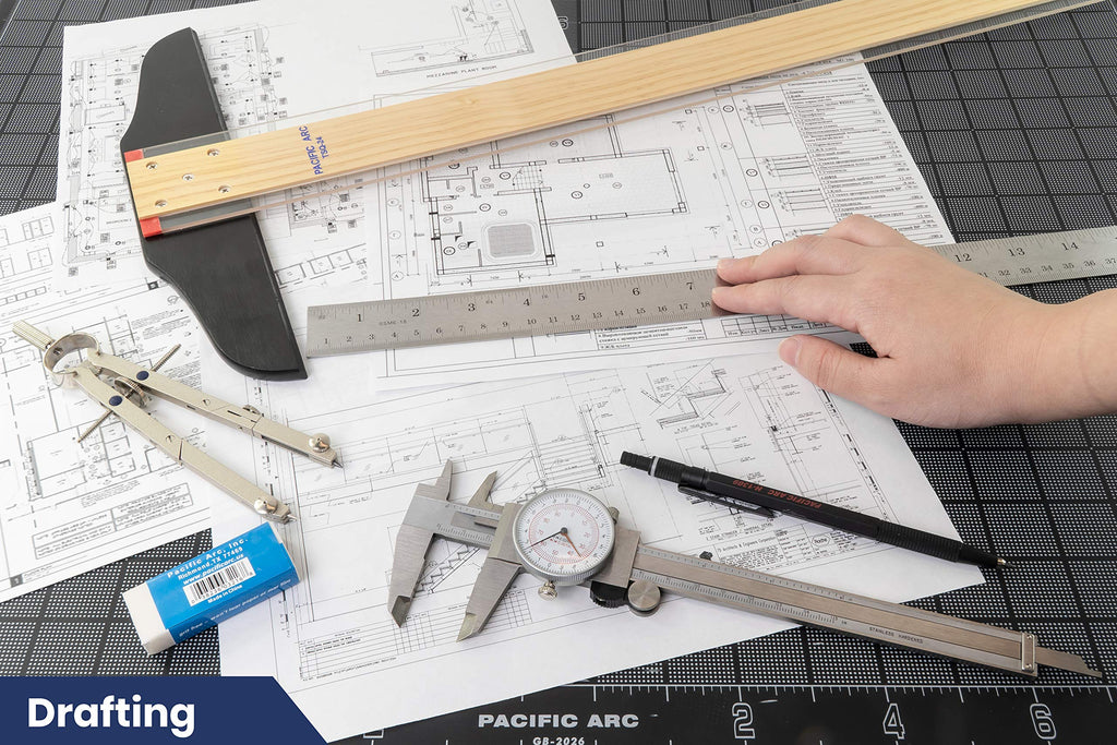 2 Pack Pacific Arc 12 Inch Stainless Steel Ruler with Inch/Metric Conversion Table