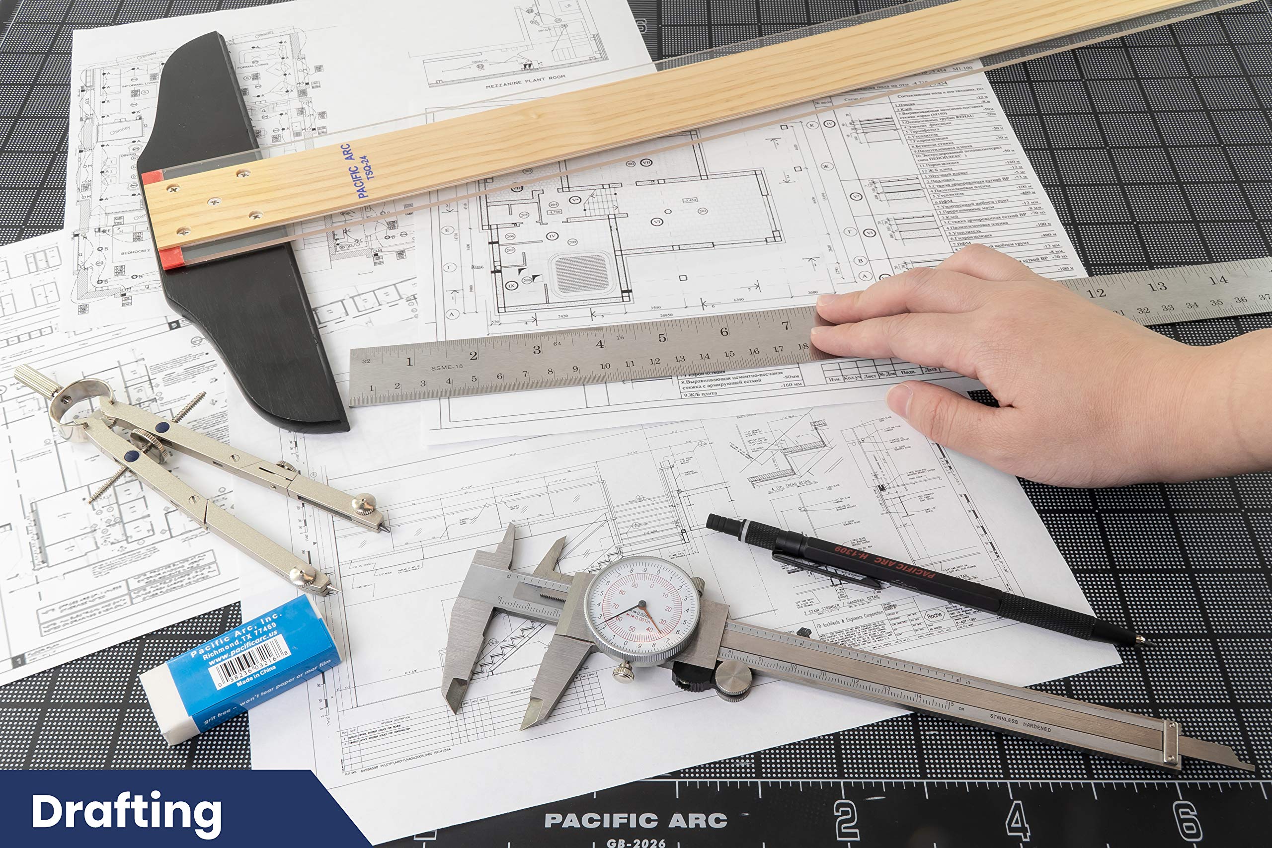 2 Pack Pacific Arc 12 Inch Stainless Steel Ruler with Inch/Metric Conversion Table