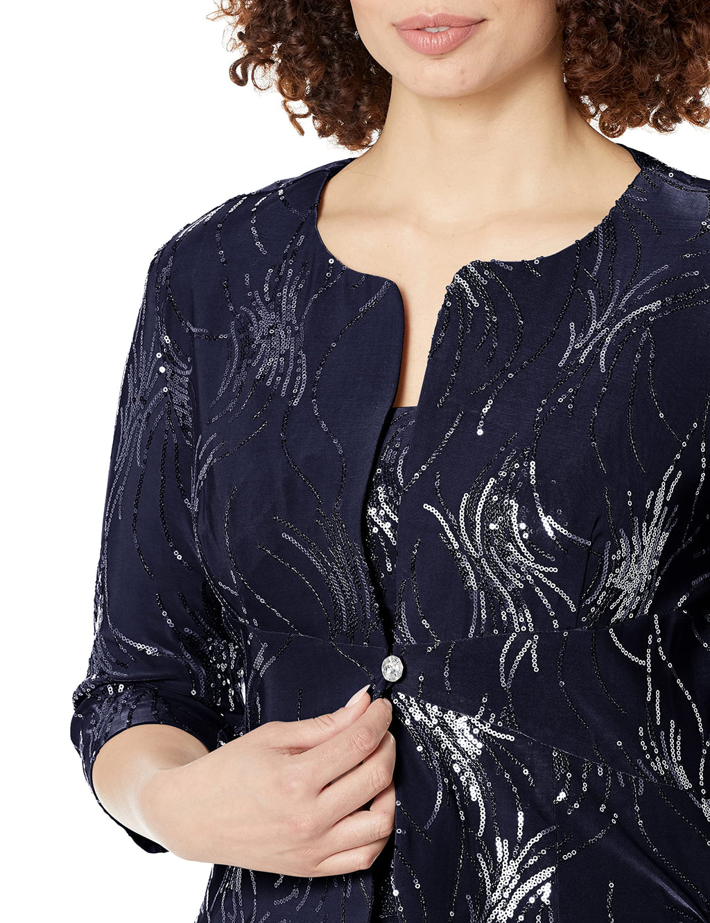 Alex Evenings Womens Long Dress with Mandarin Neckline Jacket