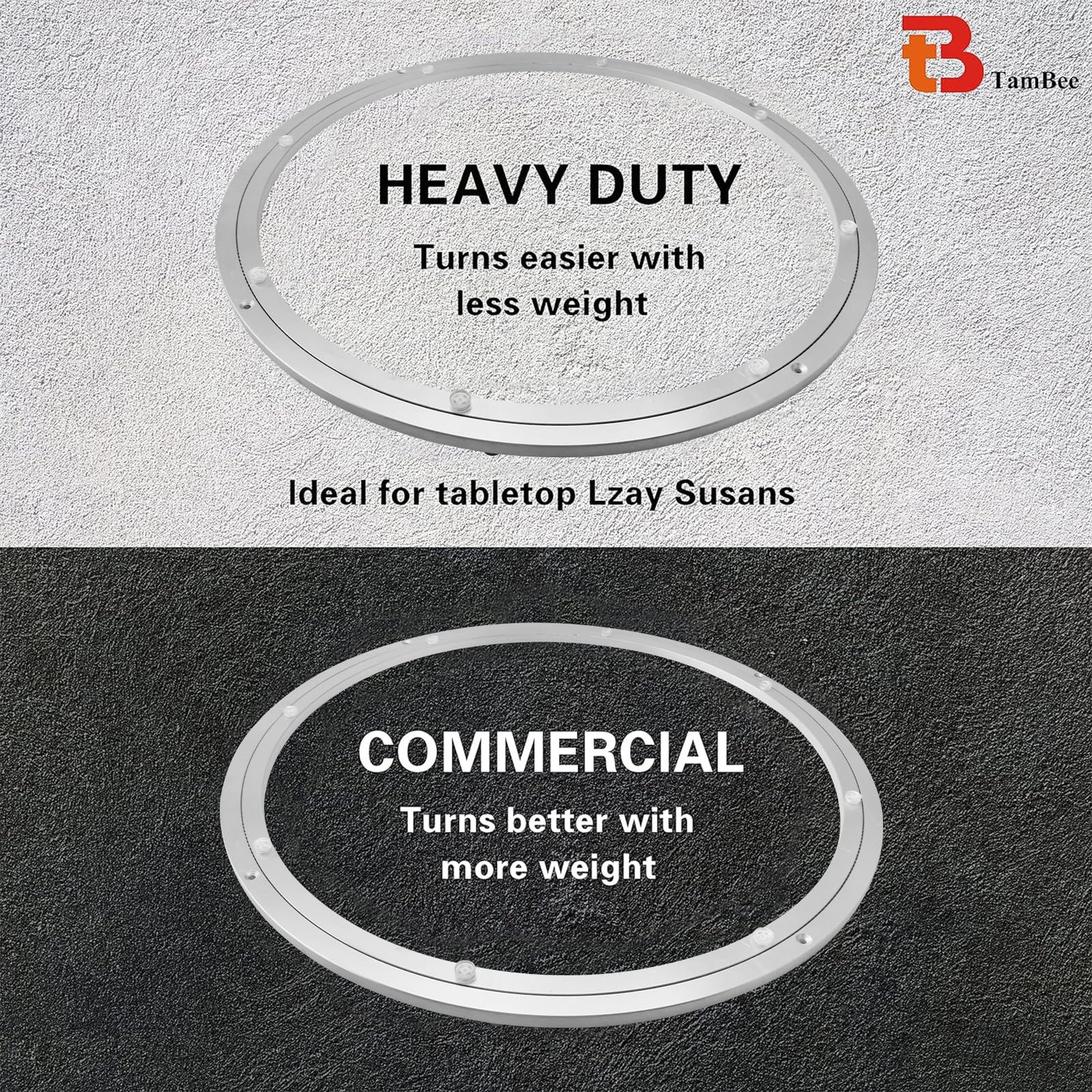 TamBee Aluminum Lazy Susan Heavy Duty Metal Rotating Hardware Turntable Bearing Ring Lazy Susan Base Only (8-Inch Heavy Duty)