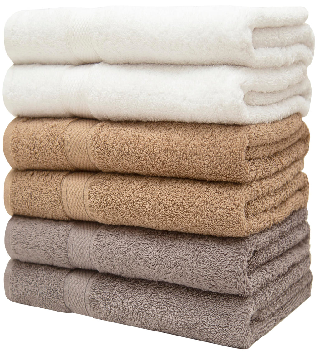 Pleasant Home Bath Towels Set of 6 (24” x 50”) 100% Cotton, 515 GSM | Lightweight, Soft & Highly Absorbent Luxury Towels for Bathroom | for Gym, Pool & Spa | 6 Pack, Gray