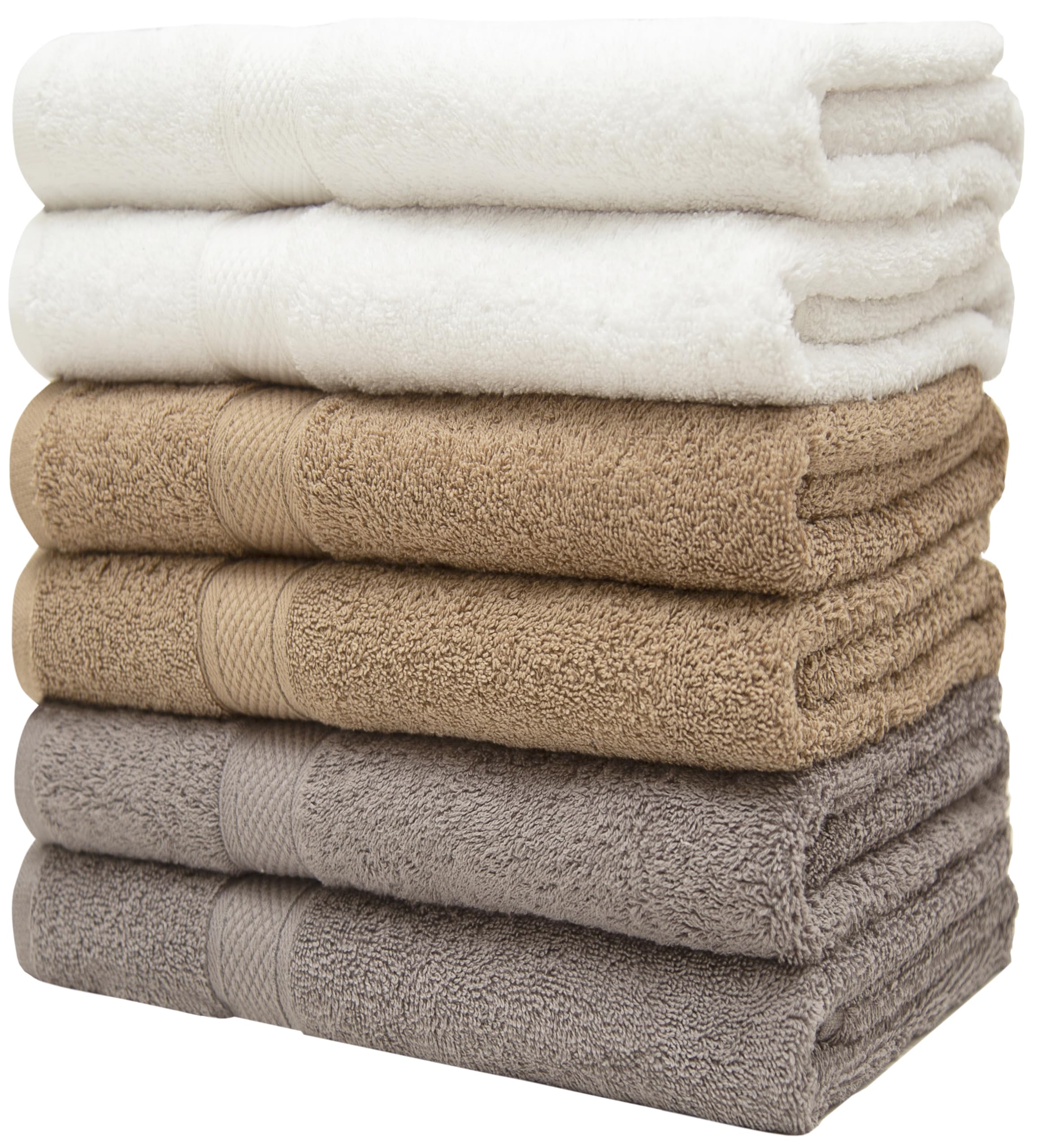 Pleasant Home Bath Towels Set of 6 (24” x 50”) 100% Cotton, 515 GSM | Lightweight, Soft & Highly Absorbent Luxury Towels for Bathroom | for Gym, Pool & Spa | 6 Pack, Gray
