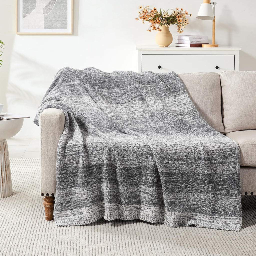 Checkered Throw Blanket, Black Soft Cozy Fluffy Knitted Throw Blankets for Couch, Sofa, Bed, Chair, Warm Fuzzy Travel Picnic Lightweight Plaid Blanket, 50x70 inches
