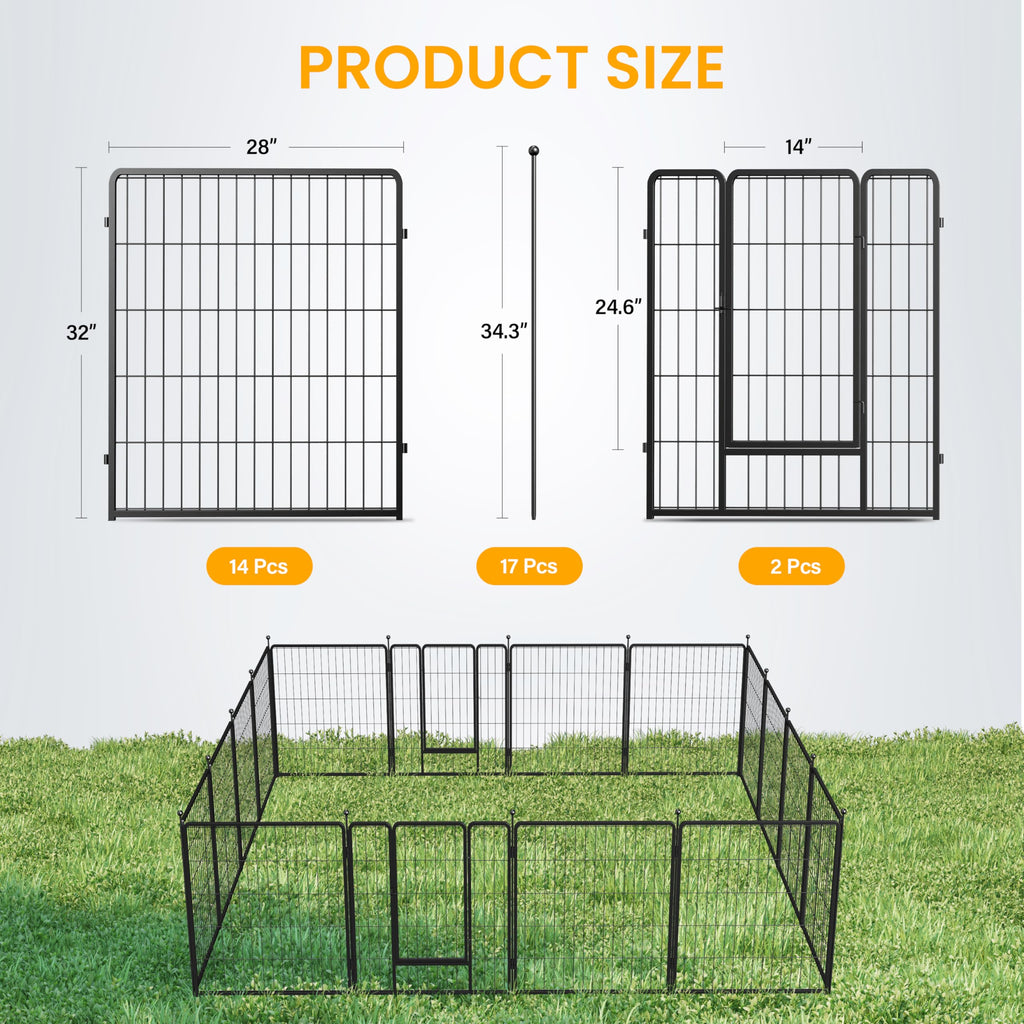 Dog Playpen 24 Inch 8 Panels, Ideal Dog Fence for Puppy/Small Dogs Indoor & Outdoor Bliss, Perfect Dog Pen for Camping, Yard, RV, Garden Fence, Black