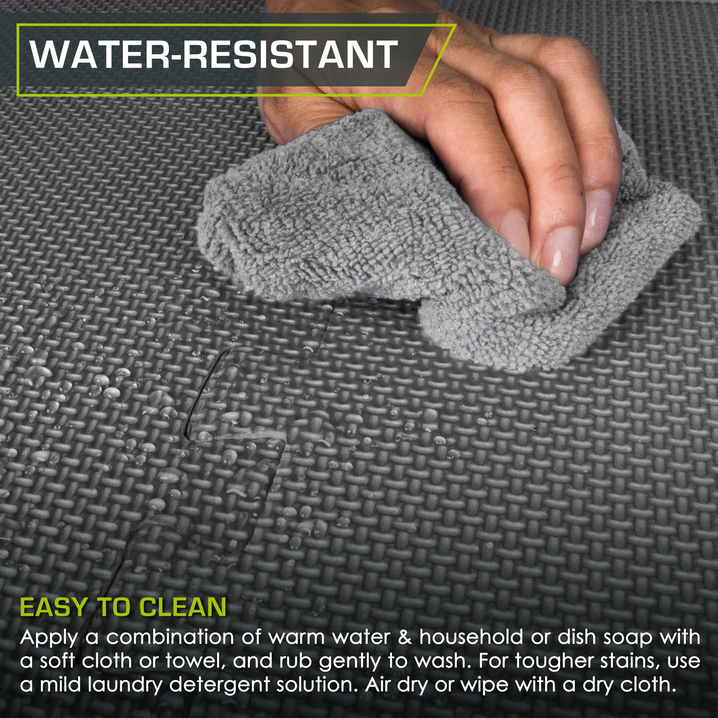 ProsourceFit Weaved Pattern Extra Thick Exercise Puzzle Mat 1-inch, EVA Foam Interlocking Tiles for Protective, Cushioned Flooring for Home and Gym Equipment; Black, 72 SQ FT, 18 Tiles
