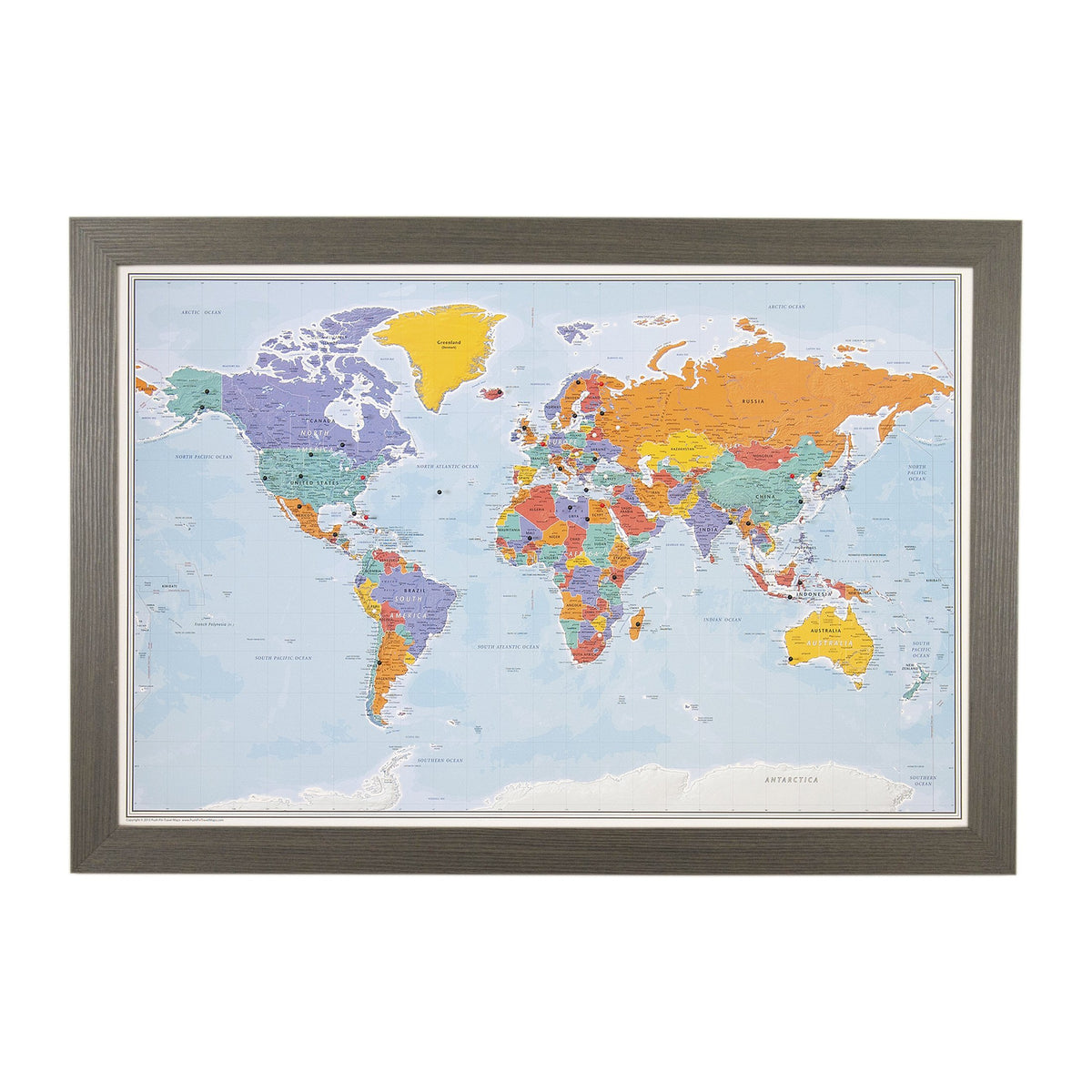 Personalized Canvas Rolled Poster World Map Wall Art with Pins – Large 24" x 36" Blue Oceans Map of the World – Push Pin Travel Decor for Home or Office