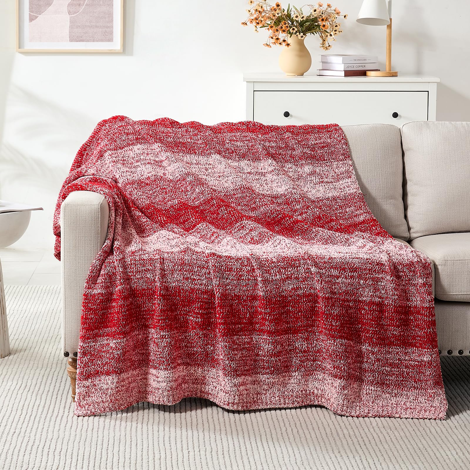 Checkered Throw Blanket, Black Soft Cozy Fluffy Knitted Throw Blankets for Couch, Sofa, Bed, Chair, Warm Fuzzy Travel Picnic Lightweight Plaid Blanket, 50x70 inches