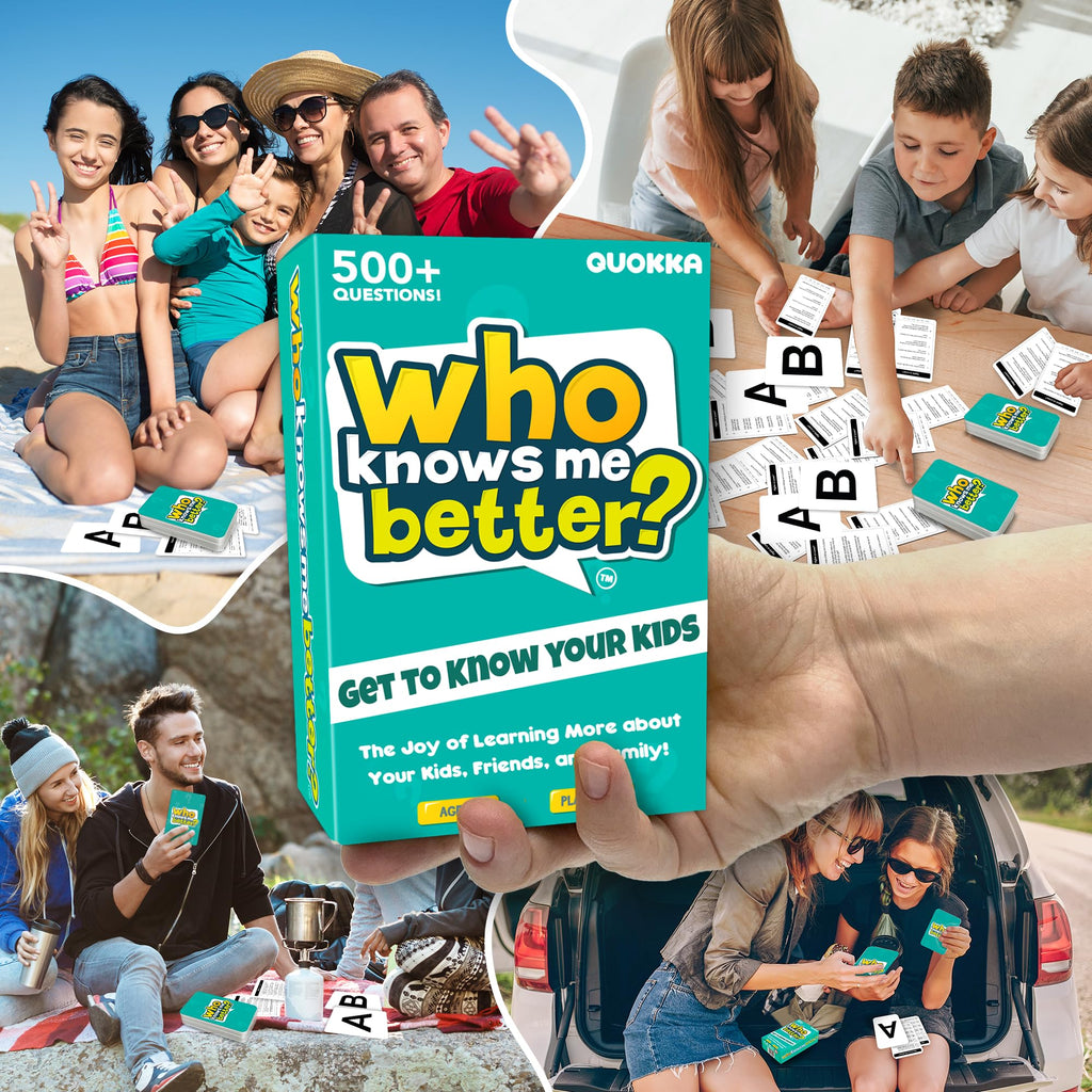 Family Board Games for Kids and Adults - Trivia Card Games for Kids 8-12 and Adults - Who Knows Me Better for Family Game Night - 500+ Facts Questions from Ages 6-8 — Fun Travel Car Activities for 5+