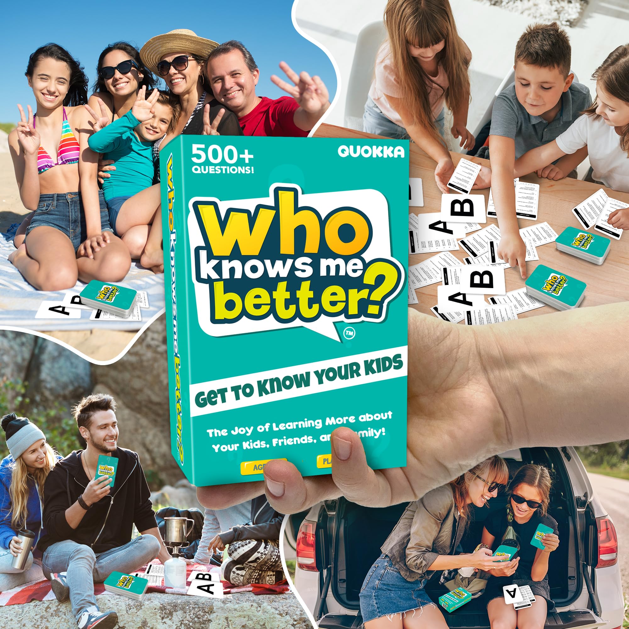 Family Board Games for Kids and Adults - Trivia Card Games for Kids 8-12 and Adults - Who Knows Me Better for Family Game Night - 500+ Facts Questions from Ages 6-8 — Fun Travel Car Activities for 5+