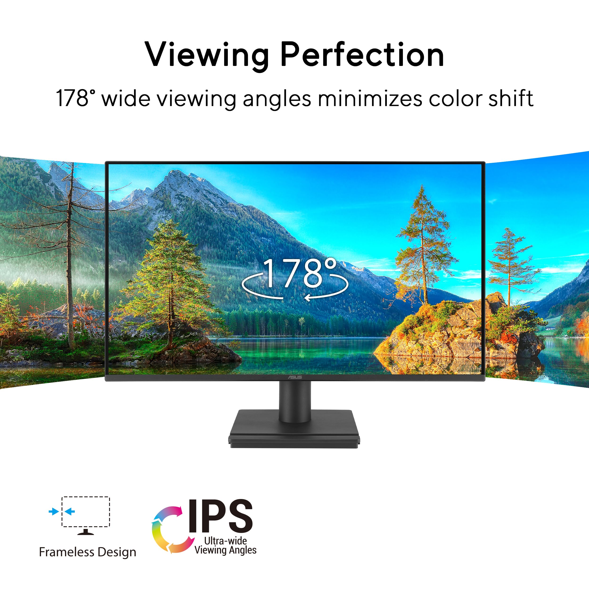 ASUS 22” Eye Care Monitor (VP229QF) – 100Hz, IPS, Full HD, 99% sRGB, Frameless, Adaptive-Sync, DisplayPort, HDMI, Low Blue Light, Flicker Free, Wall Mountable, 3 yr Warranty