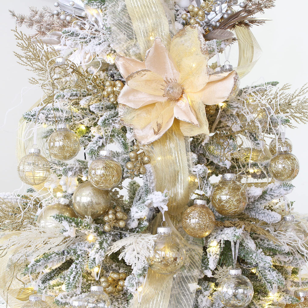 Sea Team Shatterproof Clear Plastic Christmas Ball Ornaments Decorative Xmas Balls Baubles Set with Stuffed Delicate Decorations (80mm/3.15 inch 20-Pack, Babyblue)