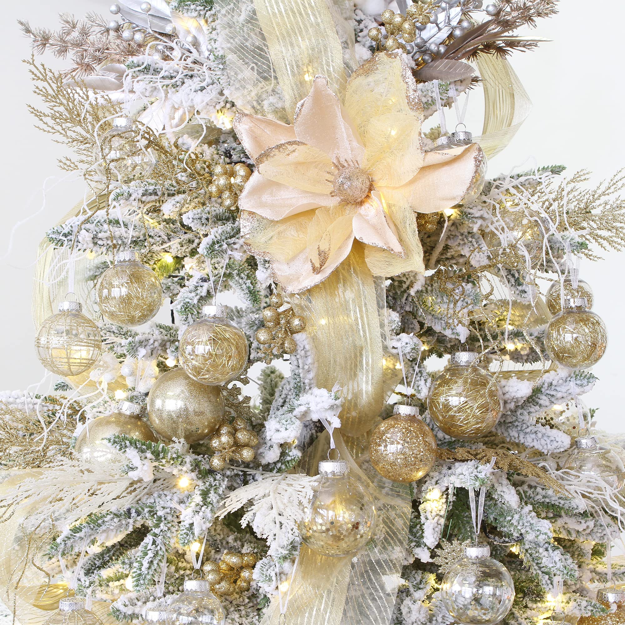 Sea Team Shatterproof Clear Plastic Christmas Ball Ornaments Decorative Xmas Balls Baubles Set with Stuffed Delicate Decorations (80mm/3.15 inch 20-Pack, Babyblue)