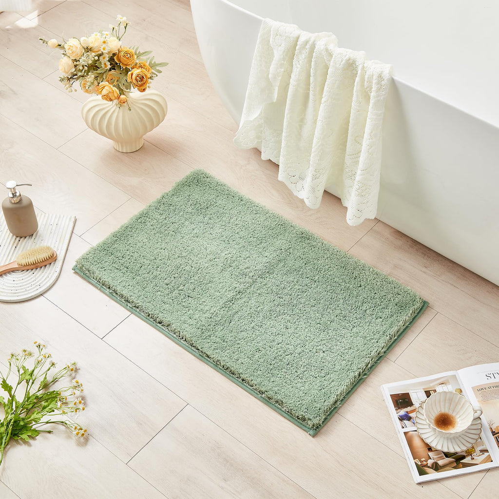 CozeCube Circle Fleece Bath mats for Bathroom, Fluffy Absorbent, Melange Quick Dry Microfiber Bath Rugs, Non Slip Washable Shower Mat Gifts, Brown, 24" X 16"