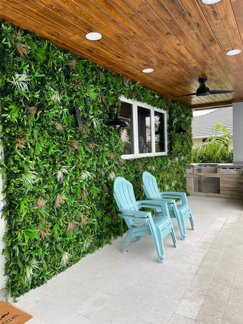 NatraHedge 20''X40'' Artificial Kauai Living Wall Grass Wall Decor, 5Pcs (28SqFt) Hedge Leaf Grass Panels for Indoor, Outdoor, Garden and Balcony Privacy Fence Screen