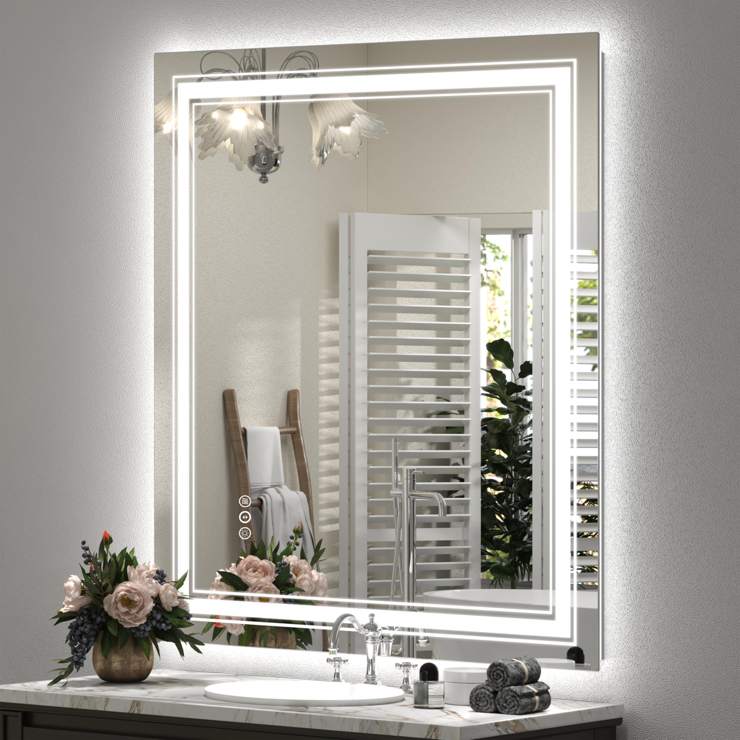 20x28 LED Bathroom Mirror, Vanity Mirror with Lights, Backlit and Front lit Mirror for Wall, Dimmable, Anti-Fog, Shatterpoof, Memory (Horizontal/Vertical)