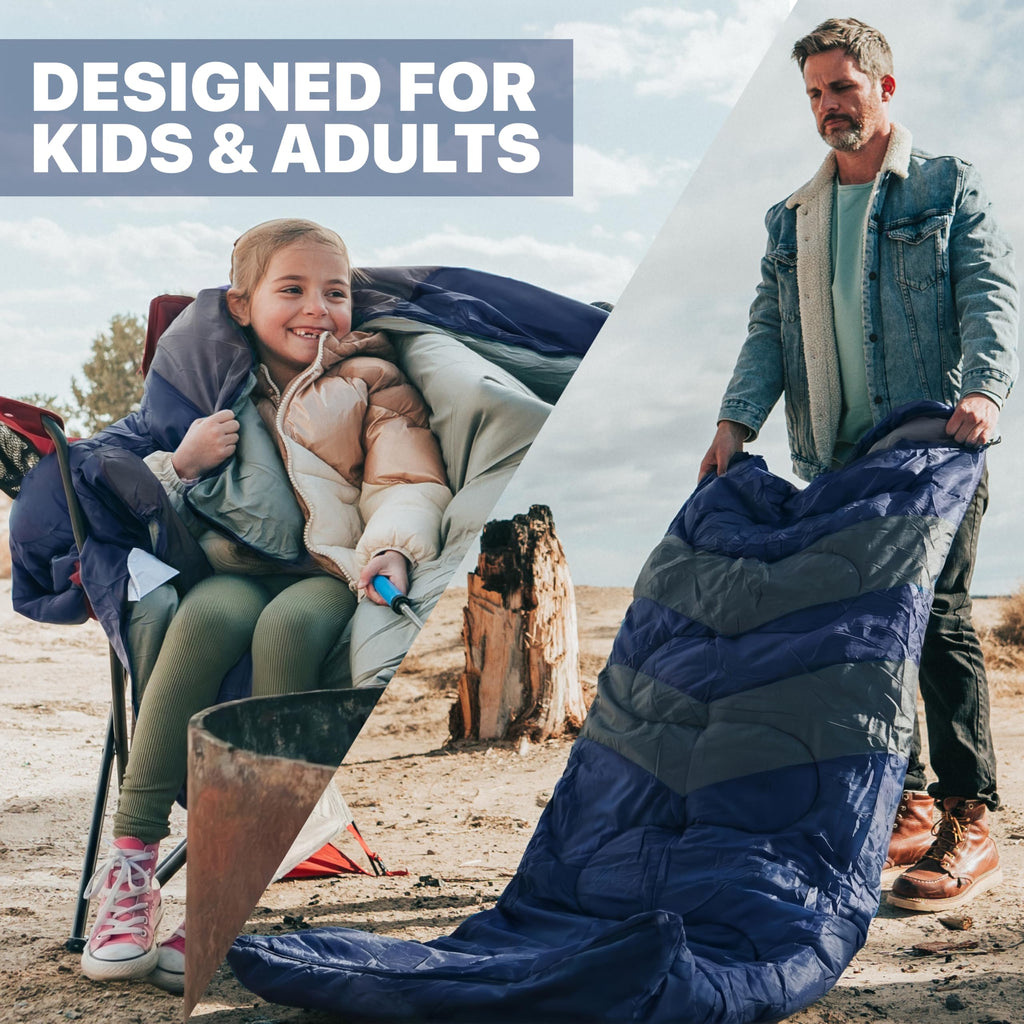 MalloMe Sleeping Bags for Adults Cold Weather & Warm - Backpacking Camping Sleeping Bag for Kids, Girls, Boys - Lightweight Camping Essentials Gear Accessories Hiking Sleep Must Haves Single & Double