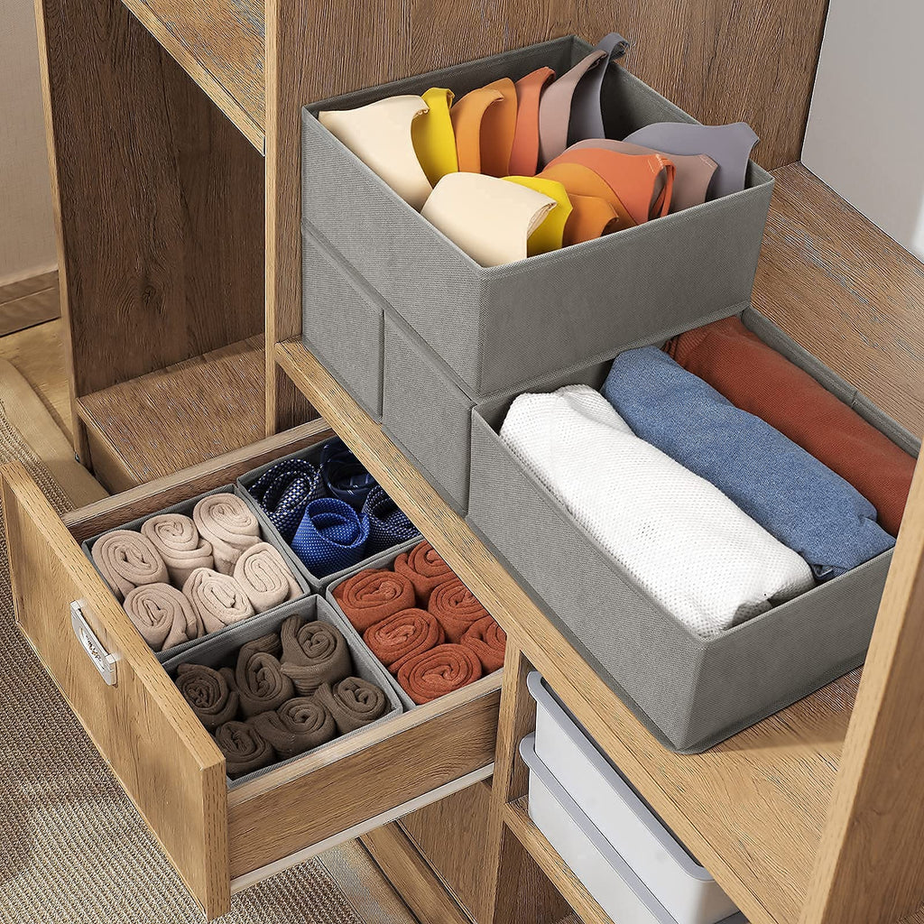 Criusia Drawer Organizer Clothes, 8 Pack Underwear Drawer Organizer, Foldable Cloth Storage Box Closet Organizers and Storage for Clothes, Socks, Scarves, Ties (Beige)