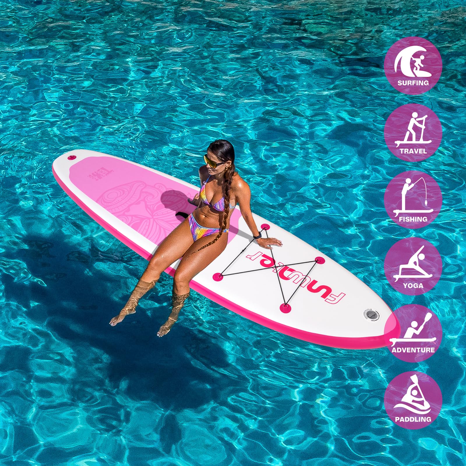 FunWater Inflatable Ultra-Light Stand Up Paddle Board for All Skill Levels with Premium SUP Paddleboard Accessories,Non-Slip Comfort Deck for Youth & Adults