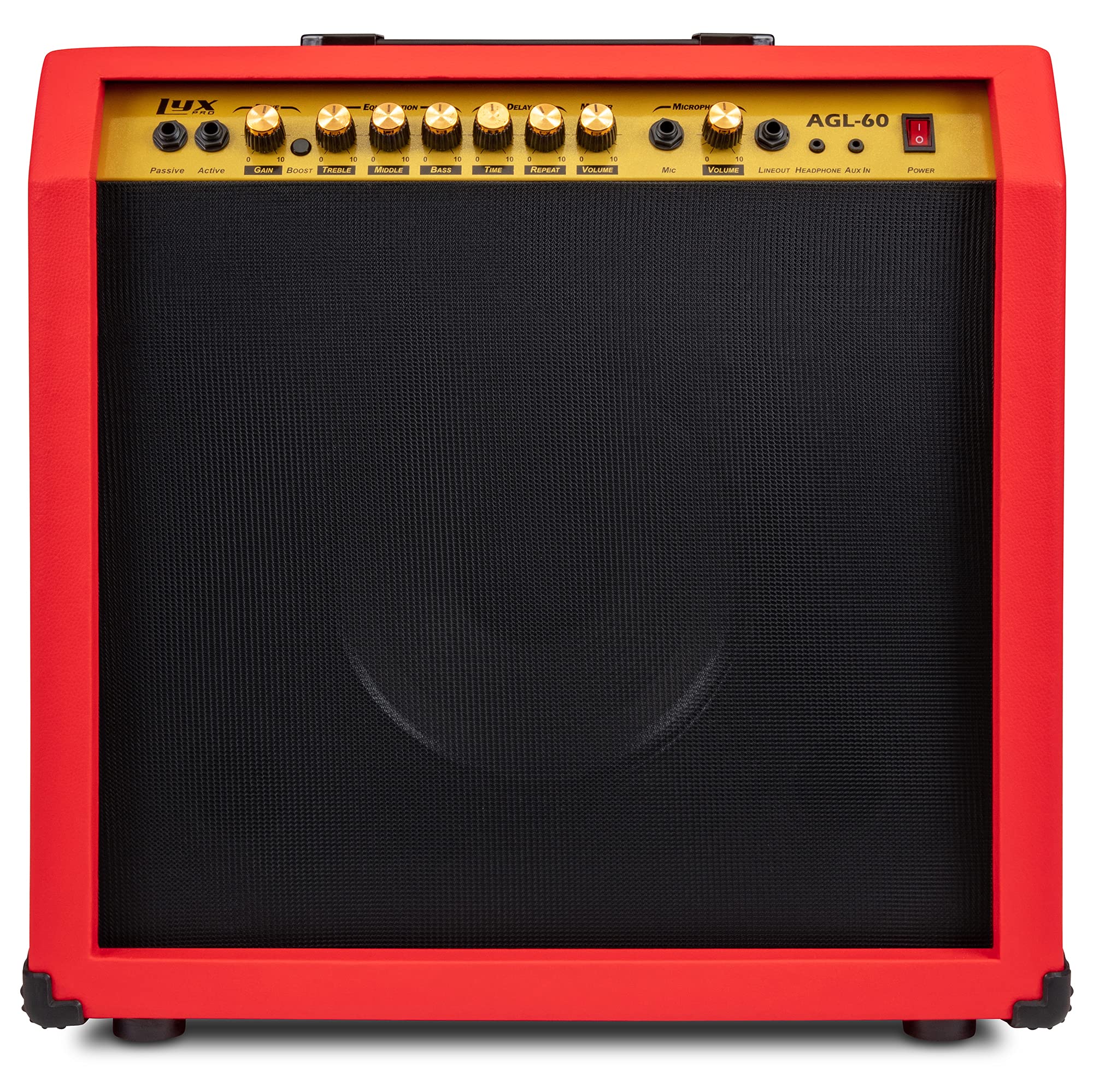 LyxPro Electric Guitar Amp 20 Watt Amplifier Built in Speaker Headphone Jack and Aux Input Includes Gain Bass Treble Volume and Grind - Black