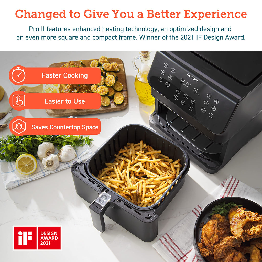 Cosori 12-in-1 Air Fryer 5.8QT, Toast, Bake, Nutrition Facts for 100+ In-App Recipes, AdaptIQ Tech Fast Cook, for Main & Side Dishes, Snacks, Leftovers, Detachable Square Basket, Dishwasher Safe
