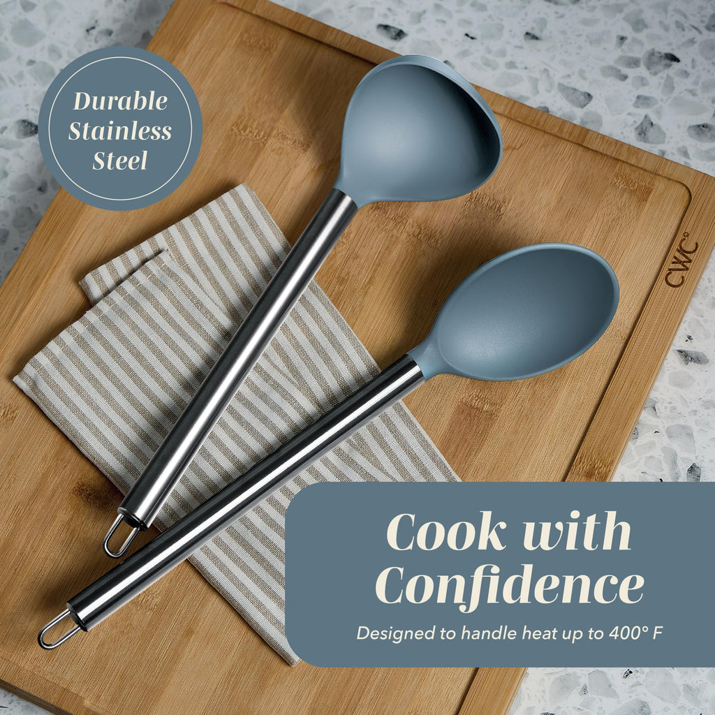 COOK WITH COLOR Silicone Cooking Utensils, Kitchen Utensil Set, Easy to Clean Silicone Kitchen Utensils, Cooking Utensils for Nonstick Cookware, Kitchen Gadgets Set with Holder, 10 Pieces