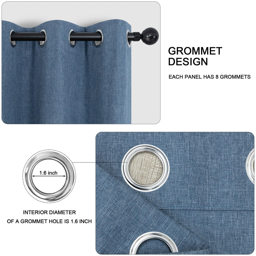 Short Small Linen Blackout Curtains 54 Inch Length 2 Panels Set for Bedroom Living Room Grommet 100% Black Out Linen Drapes Room Darkening Window Curtains 54 Inches Long Dark Gray