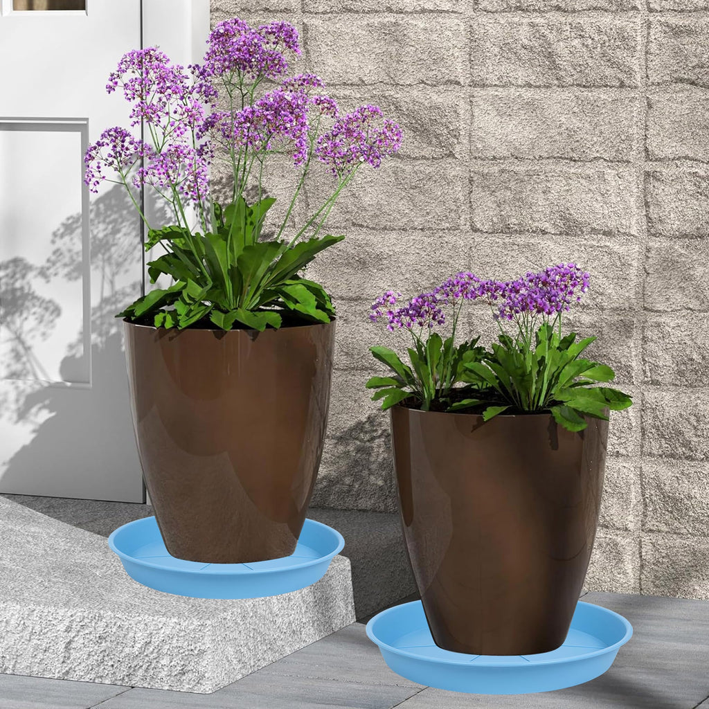 OVZILKI 6 Pack of Plant Saucer Tray 4 6 8 10 12 14 17 19 22 25 inch, Heavy Duty Plastic Pot Plant Drip Trays Saucers for Indoors Outdoor, Plant Water Tray for Planters 3-5" (4", Beige)