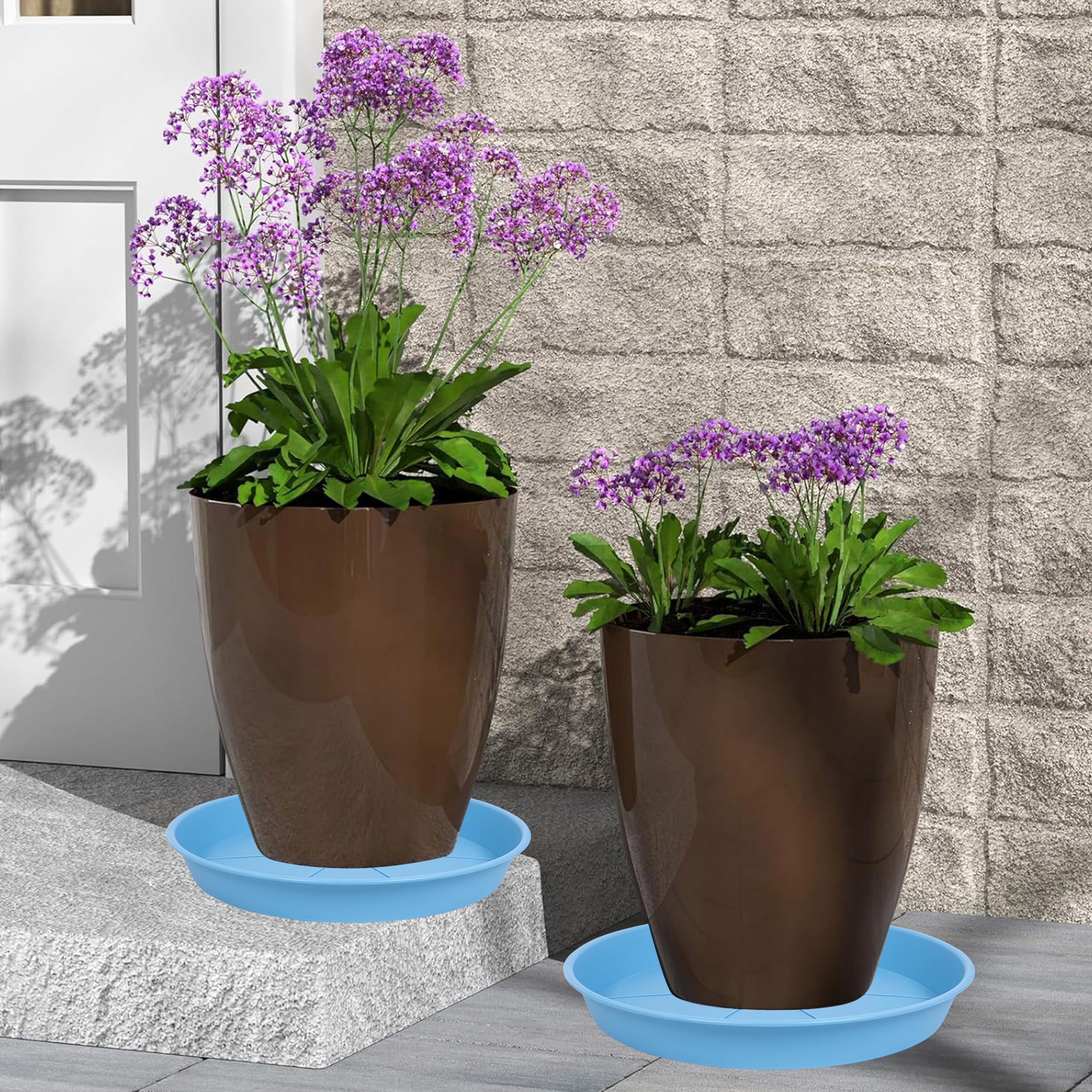 OVZILKI 6 Pack of Plant Saucer Tray 4 6 8 10 12 14 17 19 22 25 inch, Heavy Duty Plastic Pot Plant Drip Trays Saucers for Indoors Outdoor, Plant Water Tray for Planters 3-5" (4", Beige)