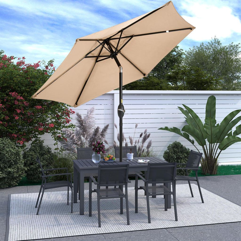 SUNVIVI OUTDOOR Outdoor Patio Umbrella, Patio Umbrella, Market Umbrella, Large Outdoor Umbrella, Metal Pole Umbrella with Push Button Tilt and Crank, Polyester Canopy