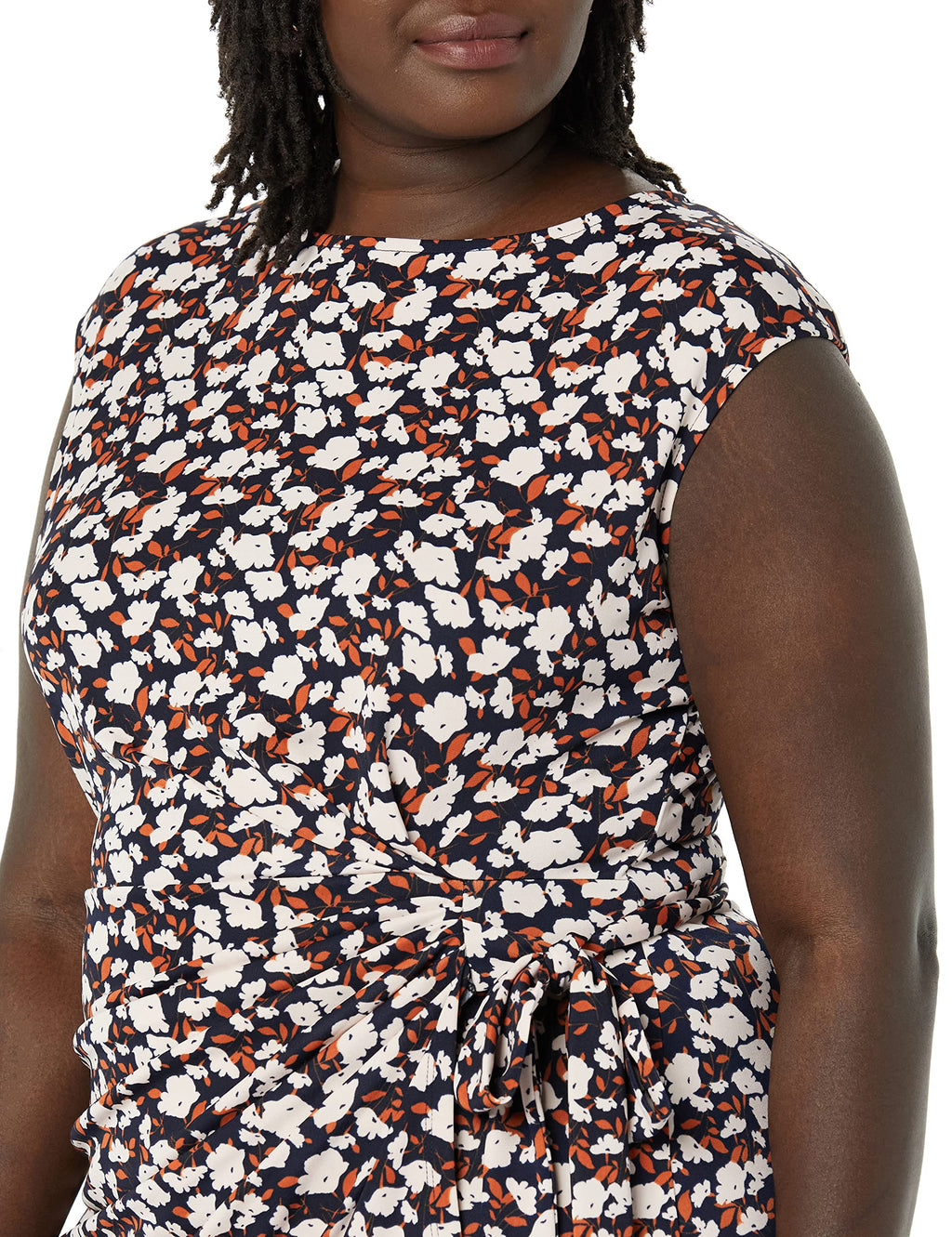 Amazon Essentials Women's Cap Sleeve Boat-Neck Faux Wrap Dress