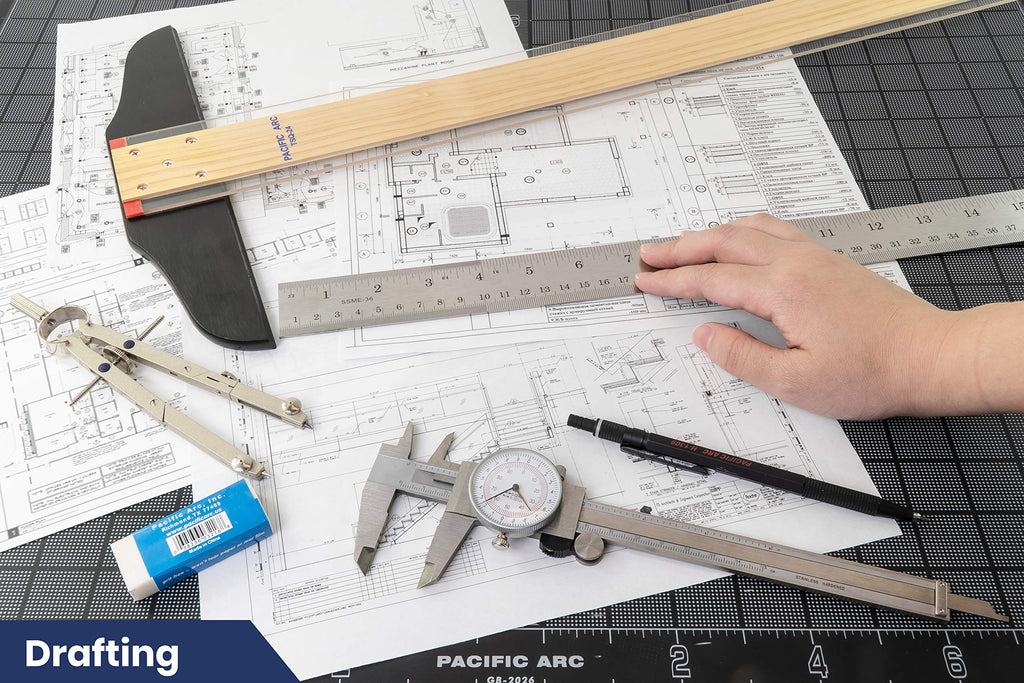 2 Pack Pacific Arc 12 Inch Stainless Steel Ruler with Inch/Metric Conversion Table