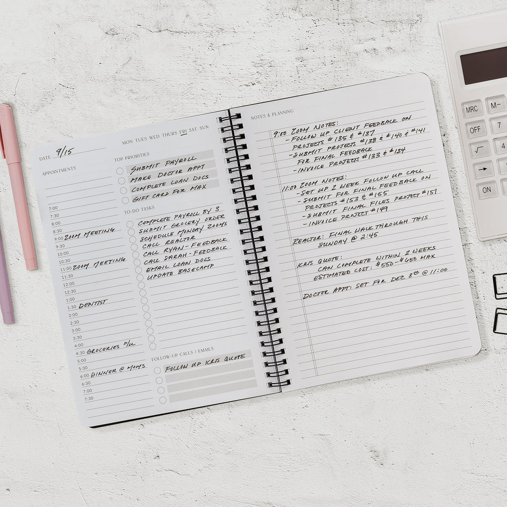 Beautiful Daily Planner And Notebook With Hourly Schedule - Aesthetic Spiral To do List Notepad to Easily Organize Your Tasks And Appointments - Stylish Book And School Or Office Supplies