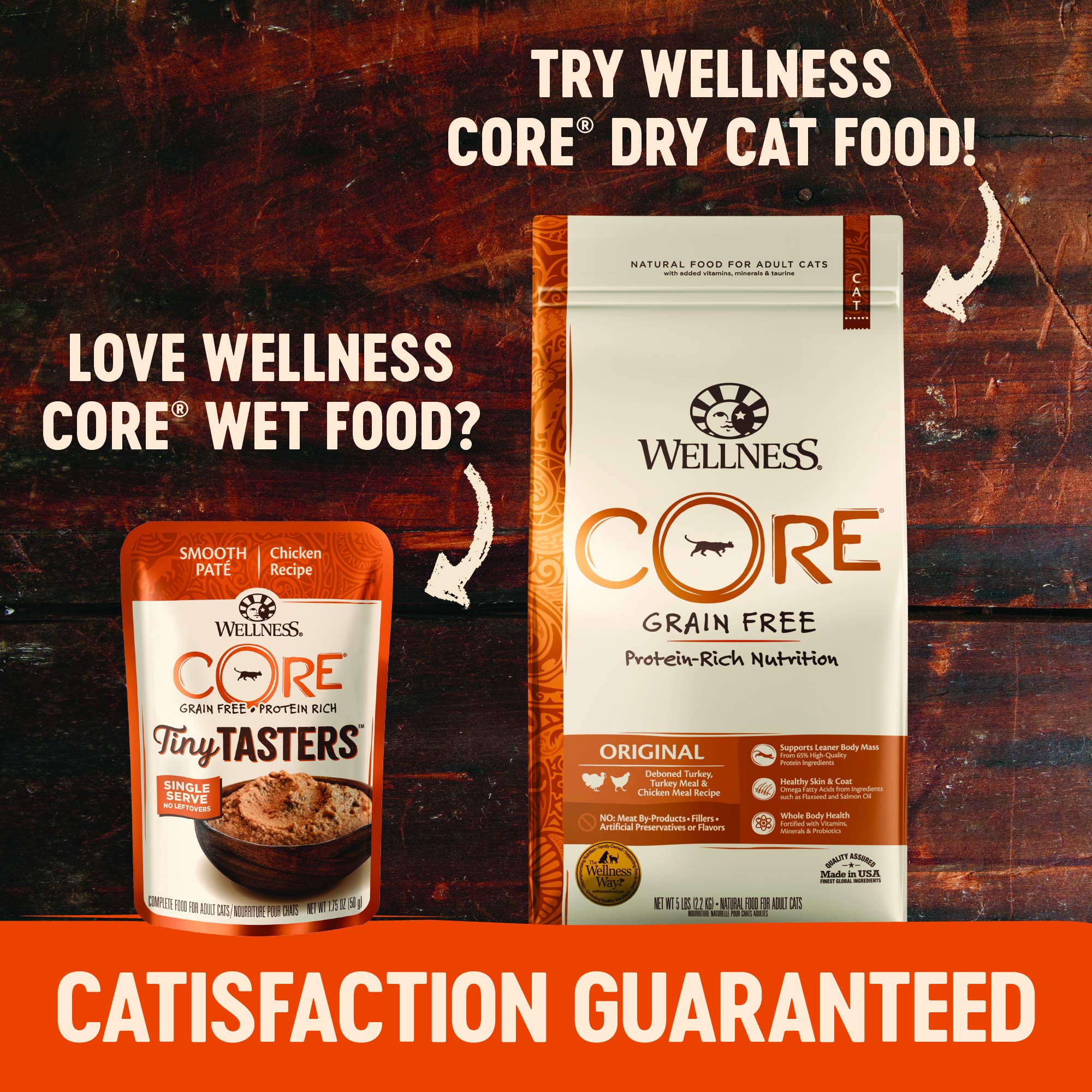 Wellness CORE Tiny Tasters Pate Adult Wet Cat Food, Natural, Protein Rich, Grain Free, Chicken Recipe, 1.75 oz, Pack of 12 Pouches