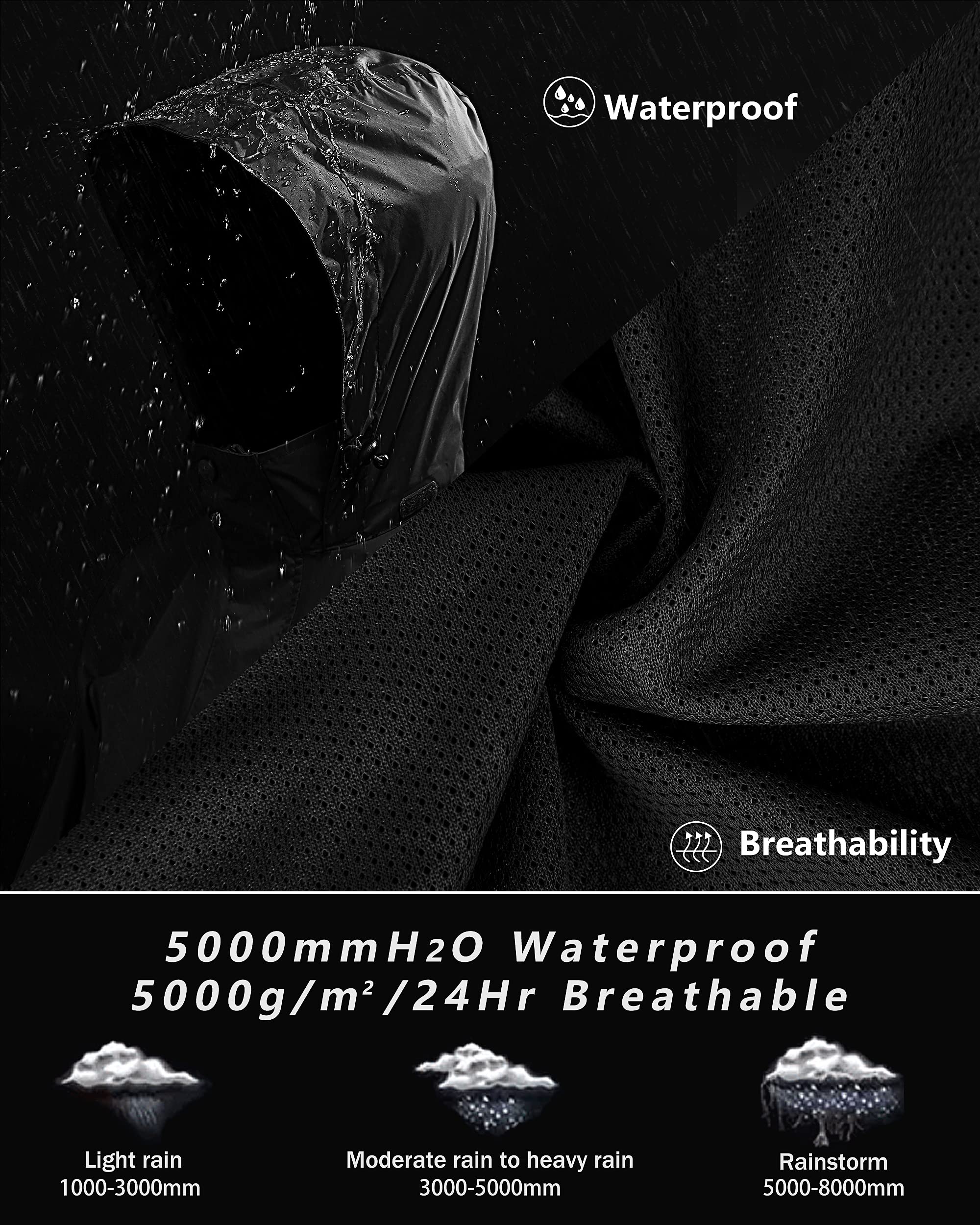 33,000ft Men's Rain Suit Packable Waterproof Lightweight Rain Gear for Golf Hiking Cycling 2 Pieces(Rain Jackets and Pants)