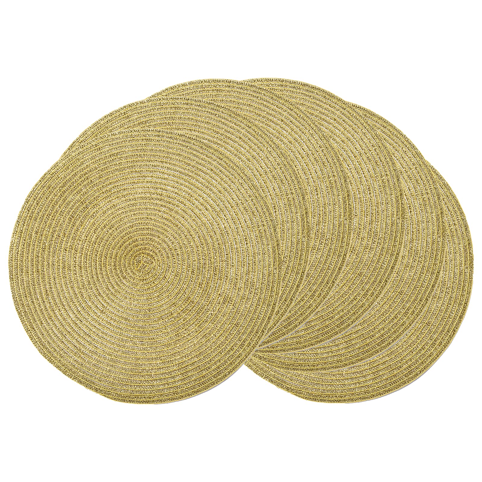 AHHFSMEI Round Placemats Set of 6 Heat Resistant Washable Non-Slip Woven Braided Table Mats for Dining Table Kitchen & Home Decor (Beige)