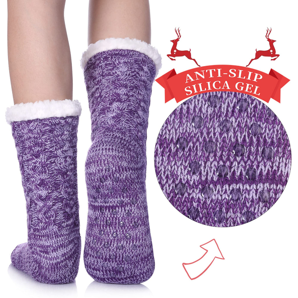 SDBING Women's Winter Super Soft Warm Cozy Fleece Lined Fuzzy Slipper Socks with Grippers