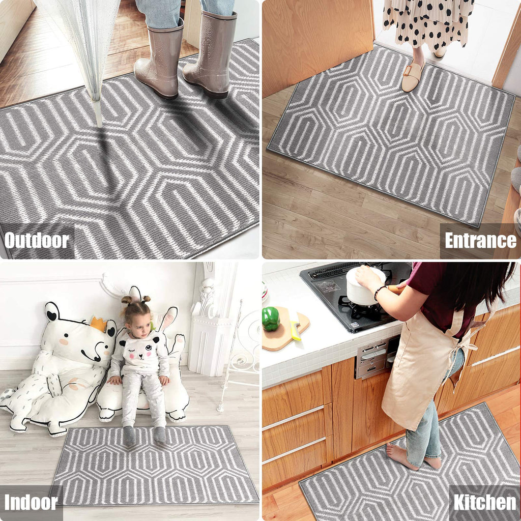 Indoor Doormat 24"x 36", Absorbent Front Back Door Mat Floor Mats, Rubber Backing Non Slip Door Mats Inside Mud Dirt Trapper Entrance Door Rug Carpet, Machine Washable Low Profile-Brown Time Cloister