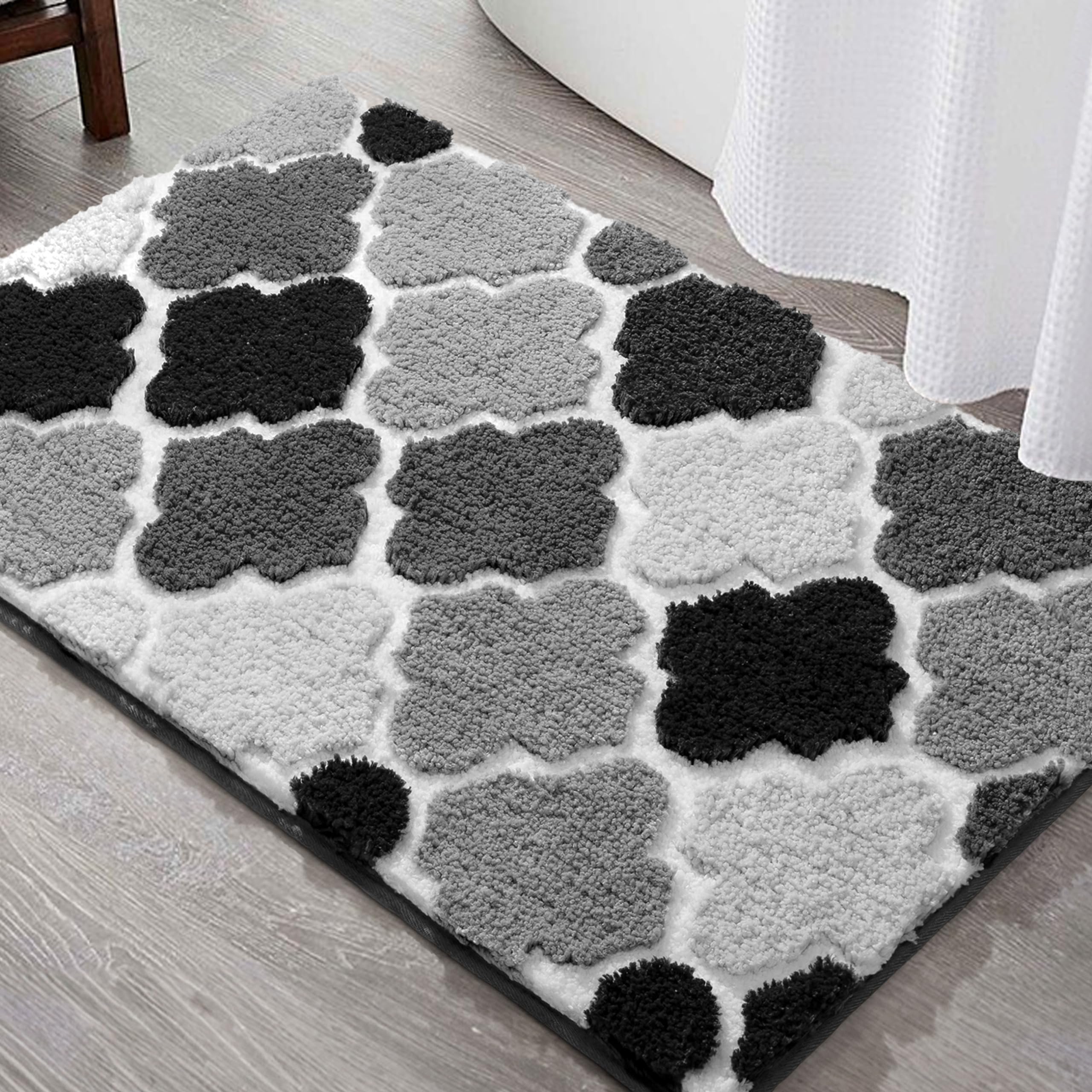 DEXDE Bathroom Rugs Runner 24x47 Long Bath Rug Non Slip Soft Washable Large Bath Mats for Bathroom Bedroom Hallway Kitchen Floor Carpet Modern Boho Decor, Beige