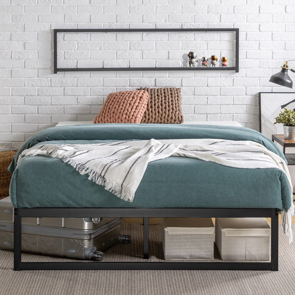 Zinus ABEL 14 Inch Platform Bed Frame, Steel Slat Support, Easy Assembly, No Box Spring Needed, Eco Friendly WonderBox(TM) Packaging, Black, Twin