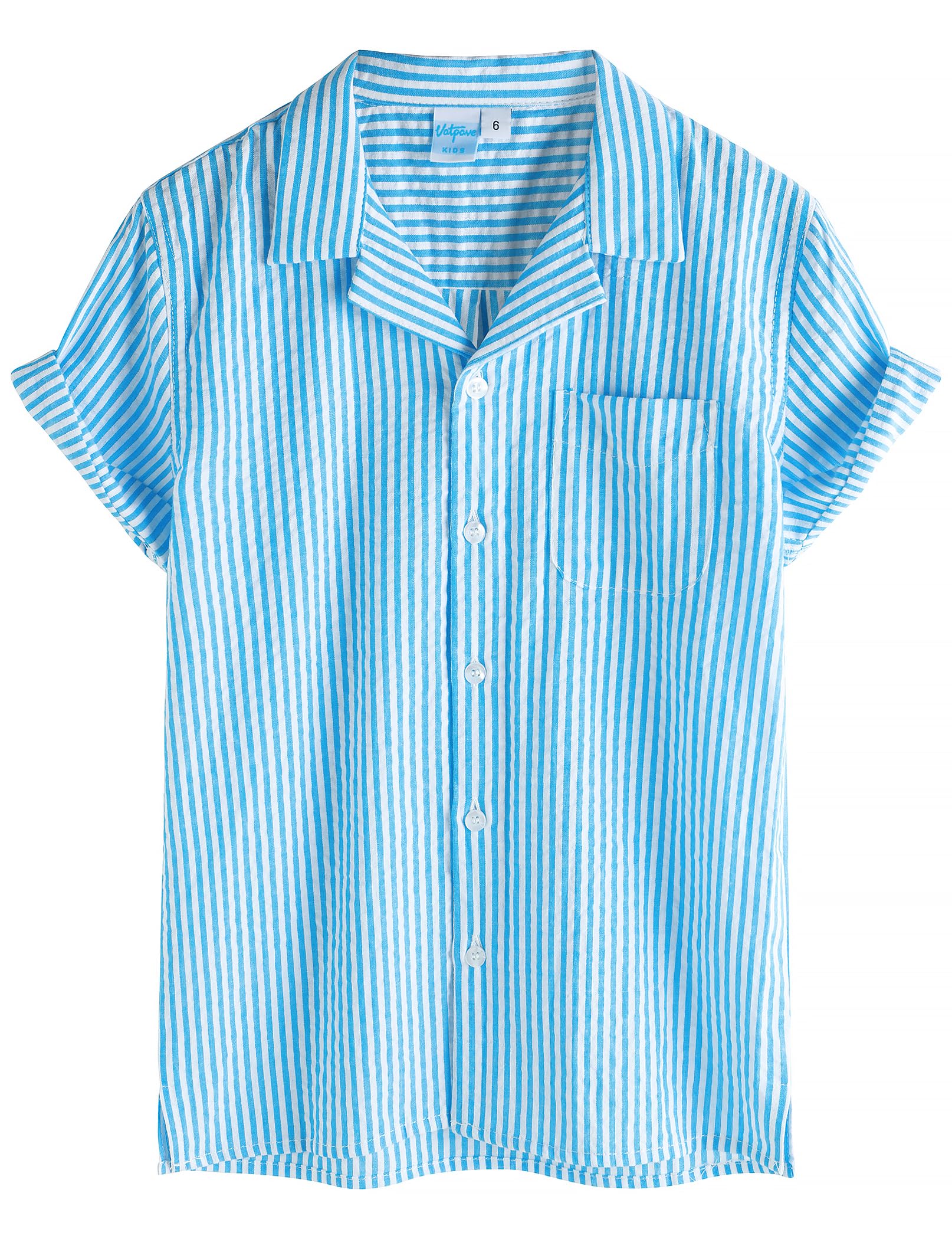 VATPAVE Boys Button Down Shirt Short Sleeve Casual Hawaiian Shirt Cuban Collar Summer Beach Shirts with Pocket