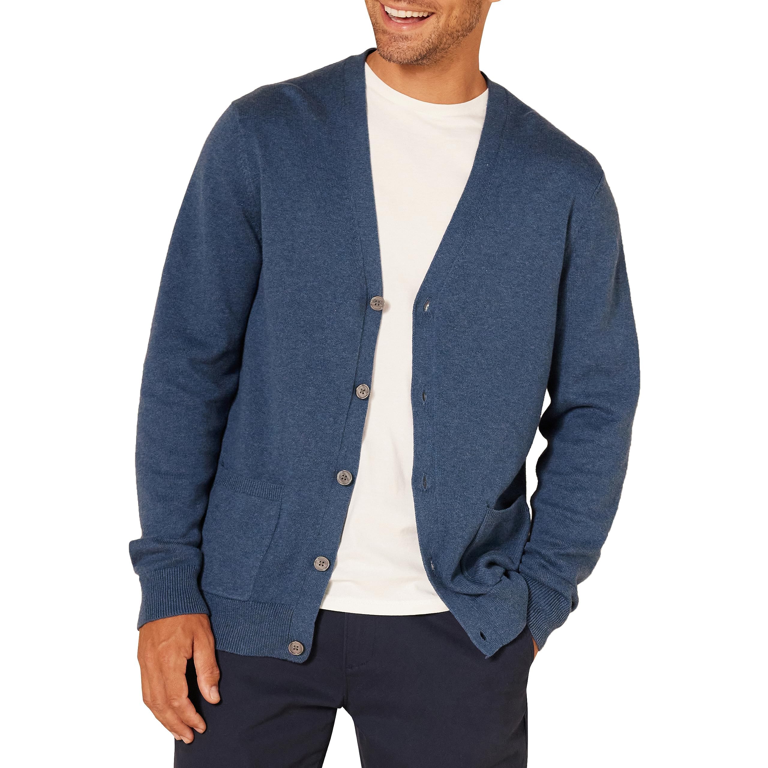 Amazon Essentials Men's V-Neck Cotton Cardigan Sweater