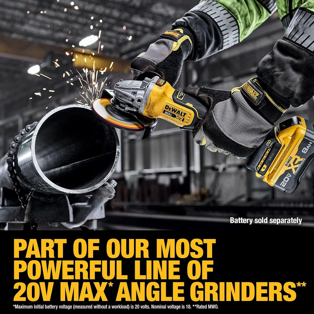DEWALT 20V MAX XR Brushless Cordless Angle Grinder, 4-1/2 in. - 5 in., Variable Speed, Anti-Rotation, Paddle Switch (Tool Only) (DCG410VSB)