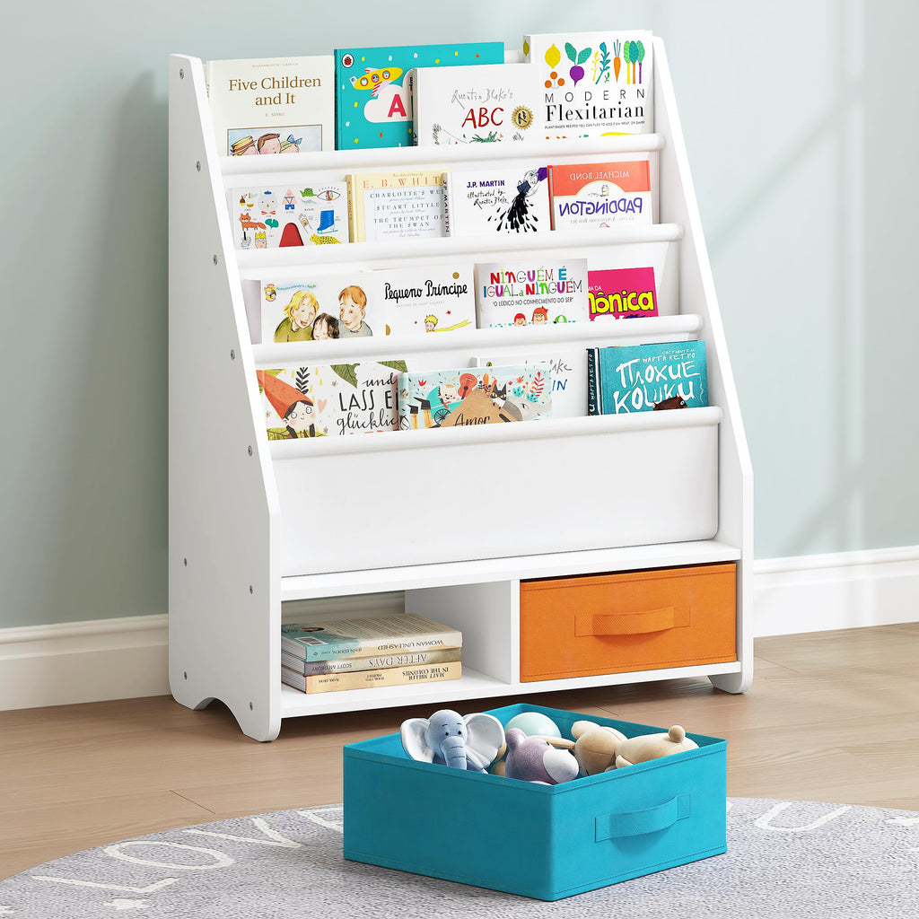 UTEX Kids Sling Bookshelf - Kids Magazine Rack with Organizer, Book Organizer (Espresso)
