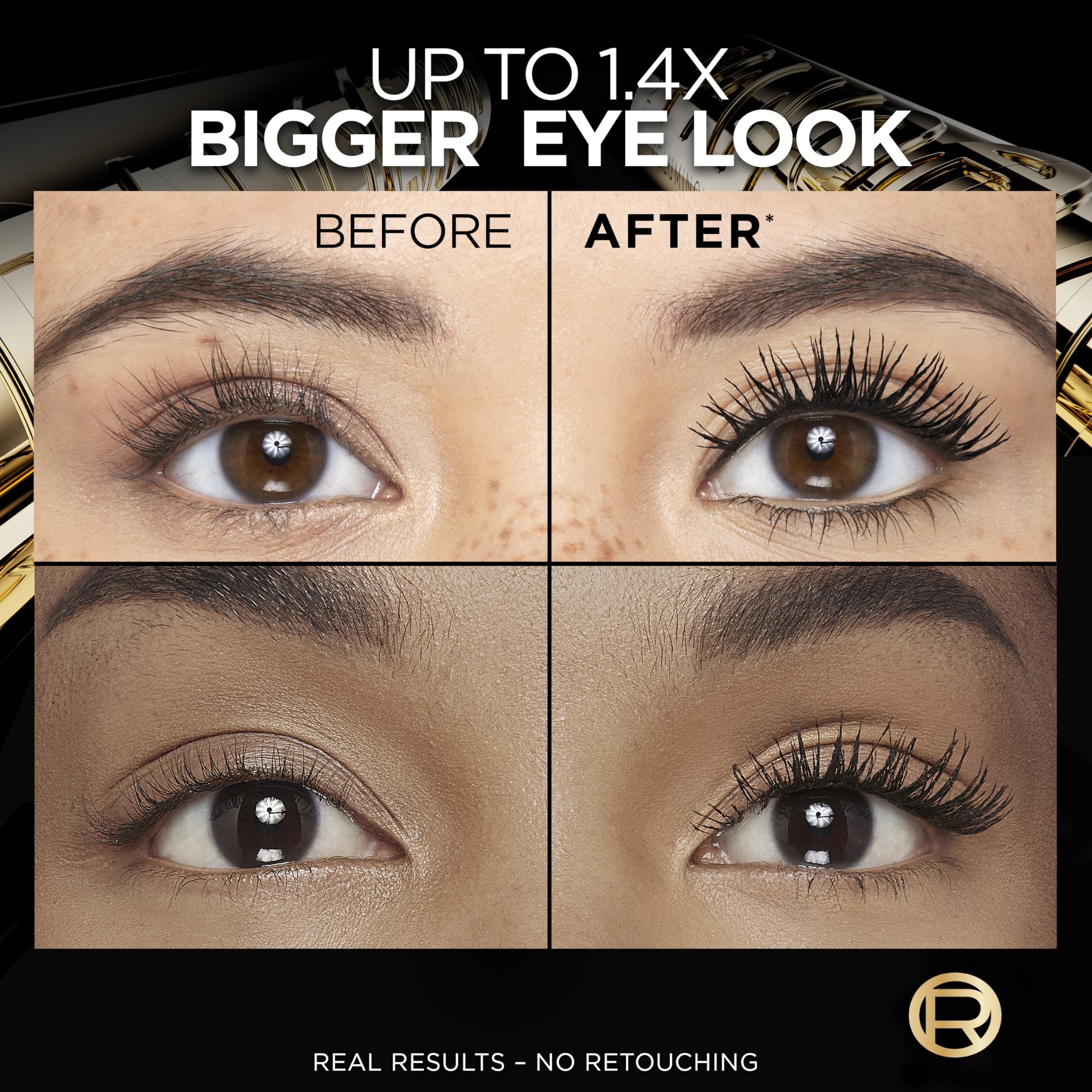 L'Oreal Paris Voluminous Panorama Mascara, Volumizing and Lengthening Formula, Longwear, Smudge-Resistant and Washable, All Night Black Mascara, 0.33 Fl Oz