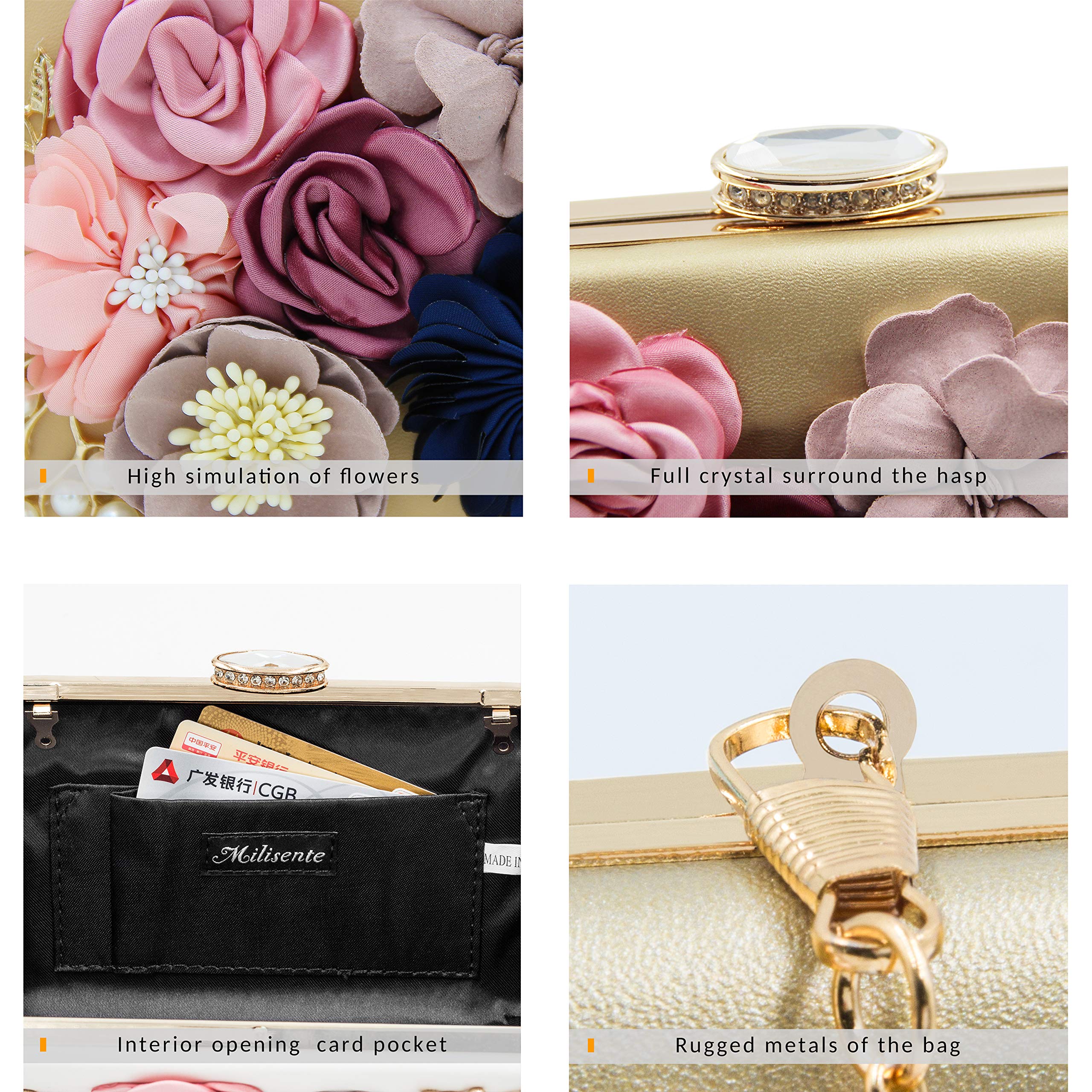 Evening Bag for Women, Flower Wedding Evening Clutch Purse Bride Floral Clutch Bag