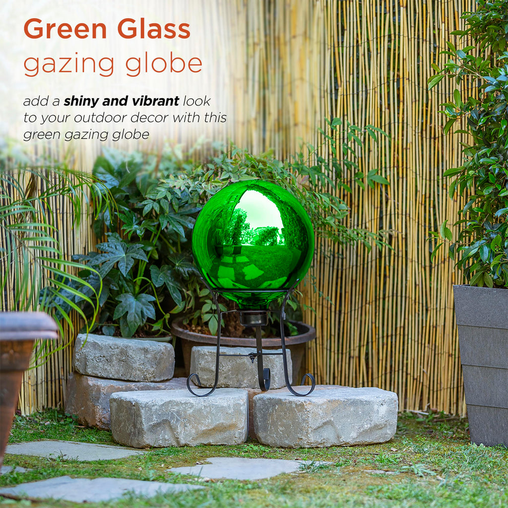 Alpine Corporation | 10" Indoor/Outdoor Glass Gazing Globe — Festive Garden & Yard Décor Accent — Blue