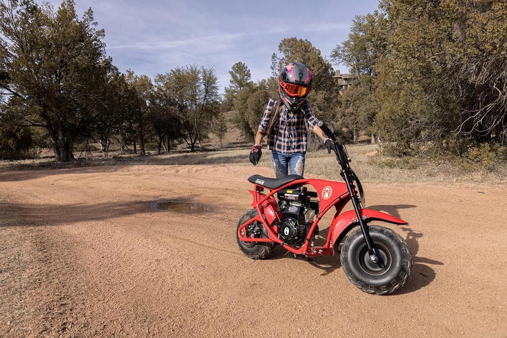 Coleman Powersports B100 105cc Gas Powered Minibike for Kids and Adults, 1-Cylinder, 4-Stroke, 22 Mph, 150 lbs Maximum Load, Ideal for Off-Road and Trail Riding