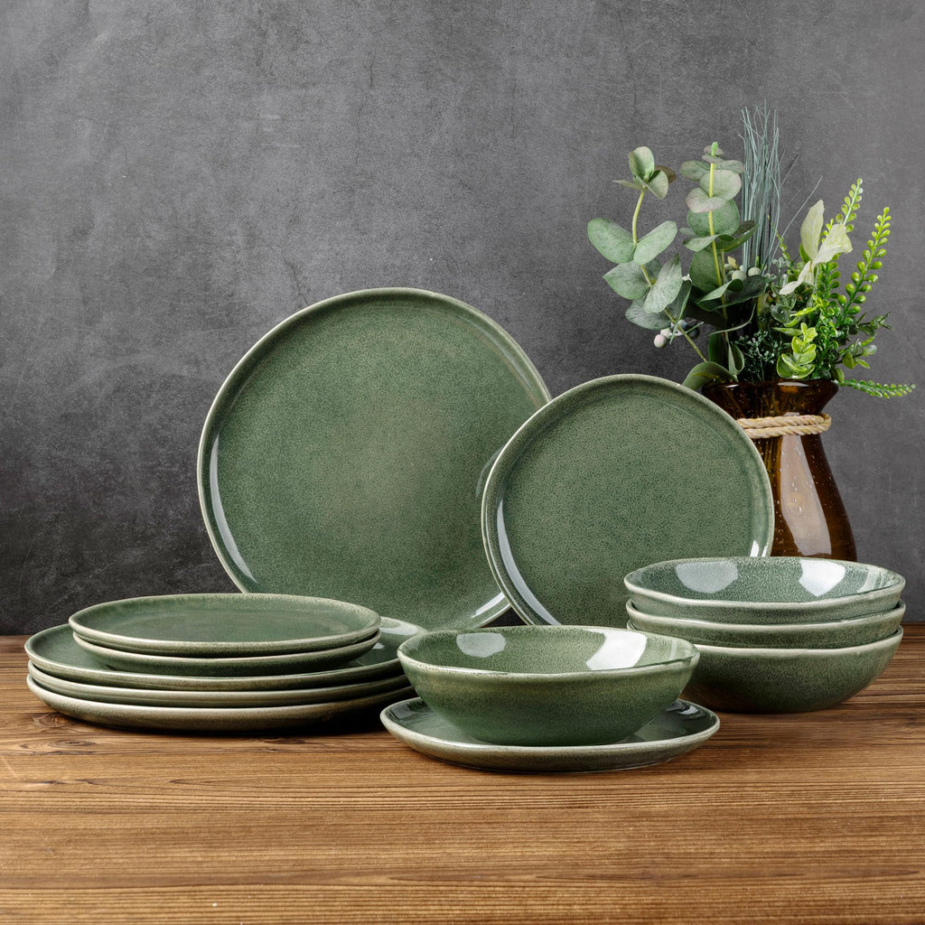 AmorArc 8.5" Ceramic Plates Set of 6 | Handmade Stoneware with Reactive Glaze for Dessert, Salad, Appetizer & Dinner | Microwave/Dishwasher Safe, Scratch Resistant