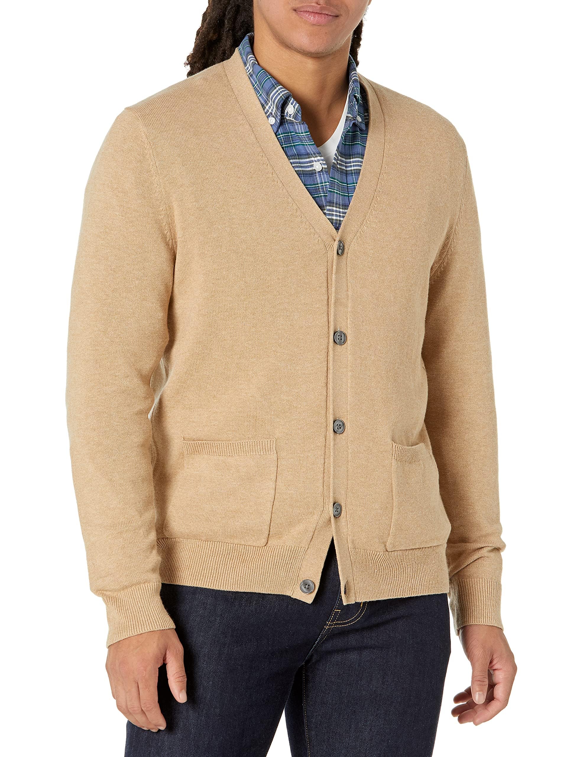 Amazon Essentials Men's V-Neck Cotton Cardigan Sweater